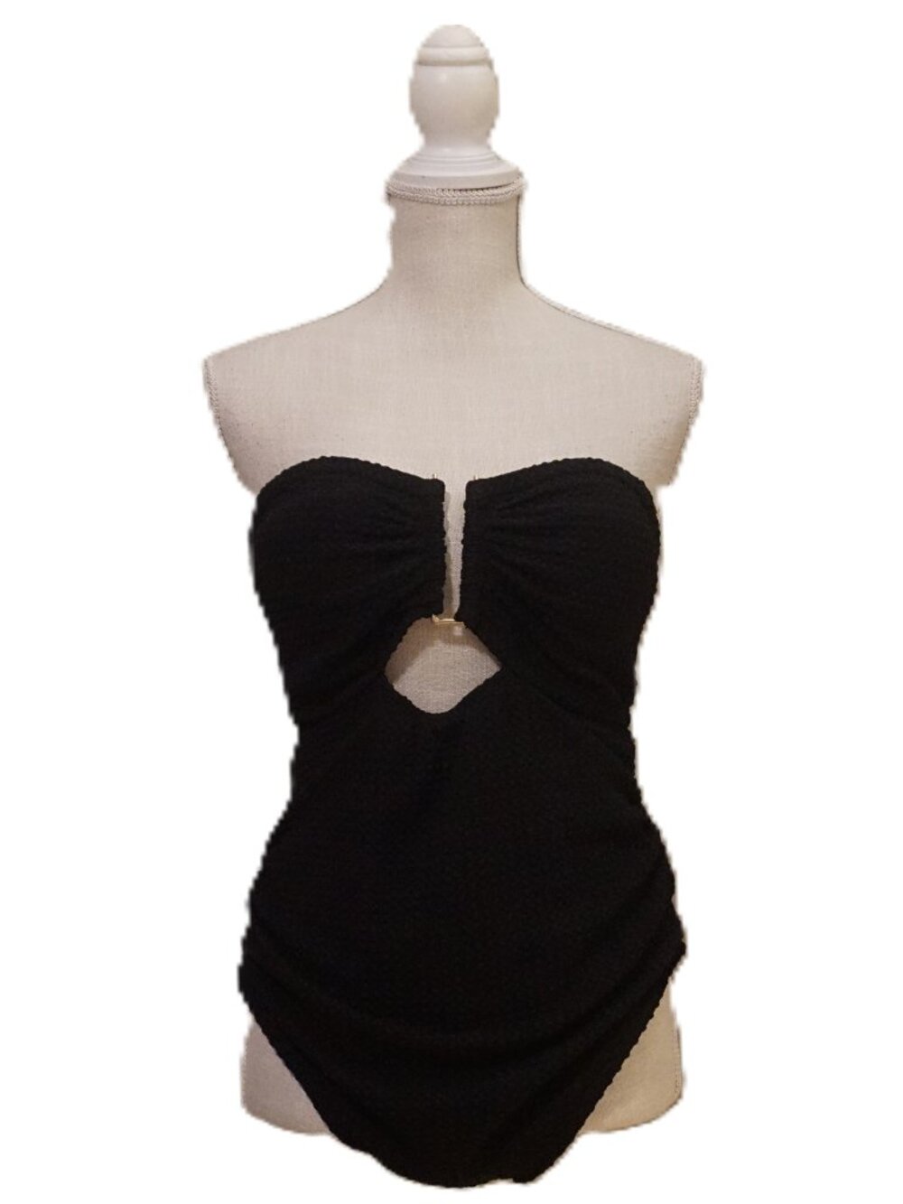 Shade & Shore Black Textured Strapless 1 Piece Swimsuit Med Coverage Women’s 18
